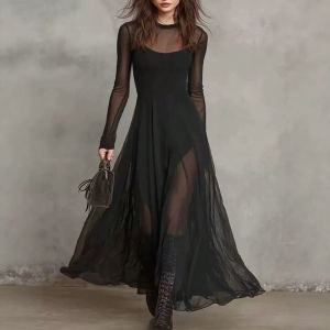 Ensemble deux pièces robe maille épissée élégante