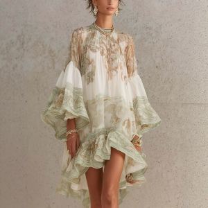 Robe ample style resort femme volant