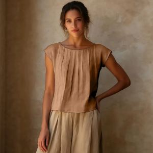 Débardeur femme col rond ample couleur unie
