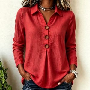 Chemise boutonnée manches longues, femme, couleur unie