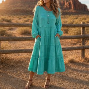 Robe longue ample couleur unie grande taille
