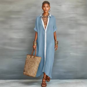 Robe lin colorée longue décontractée